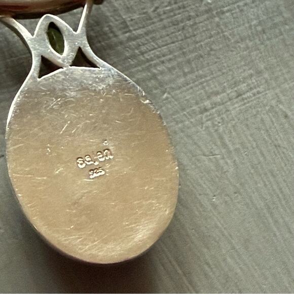 Sajen 925 Sterling Silver Unakite & Peridot Stone Pendant Necklace - Picture 10 of 11